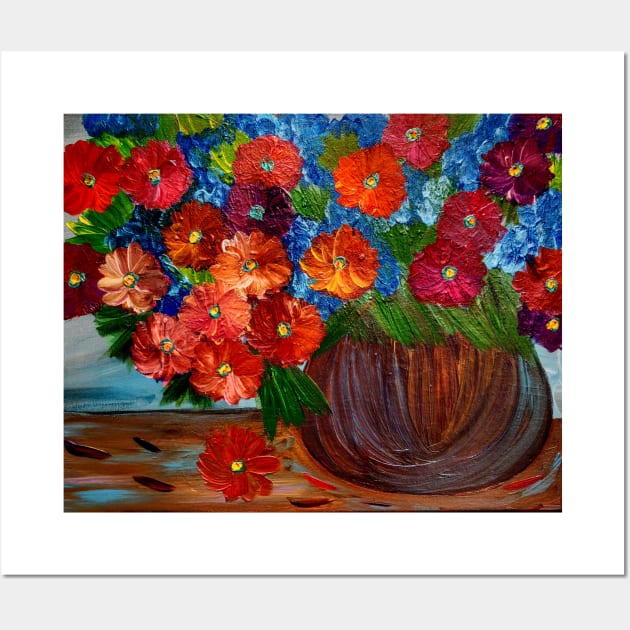 Red abstract flowers Wall Art by kkartwork